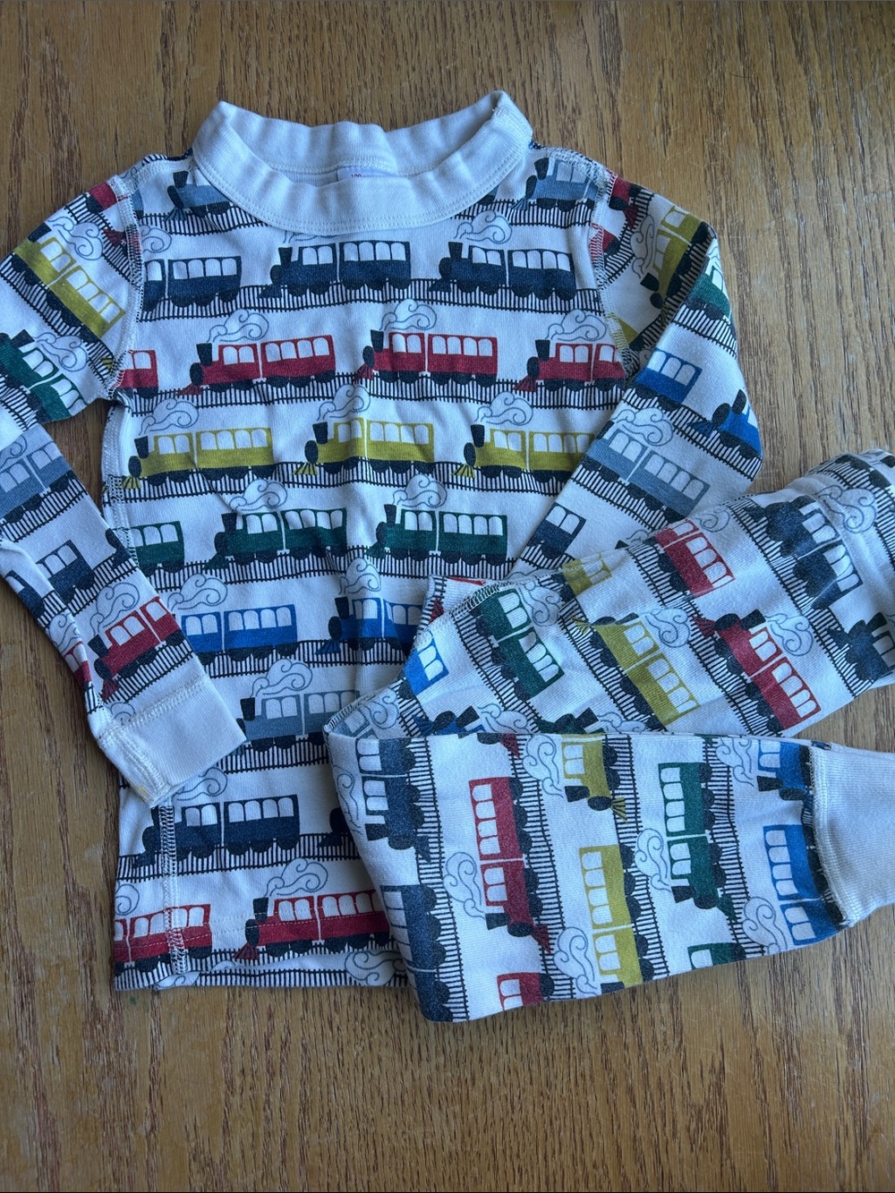 Hannah Anderson Boys Train Print Two Piece Pajama Set Multicolor 100% Cotton Sz4